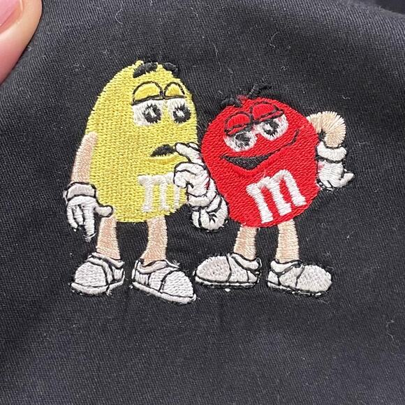 Planet Mars M&M Size XL Shirt Button Up Long Sleeve Embroidered Candy Black - Picture 4 of 8